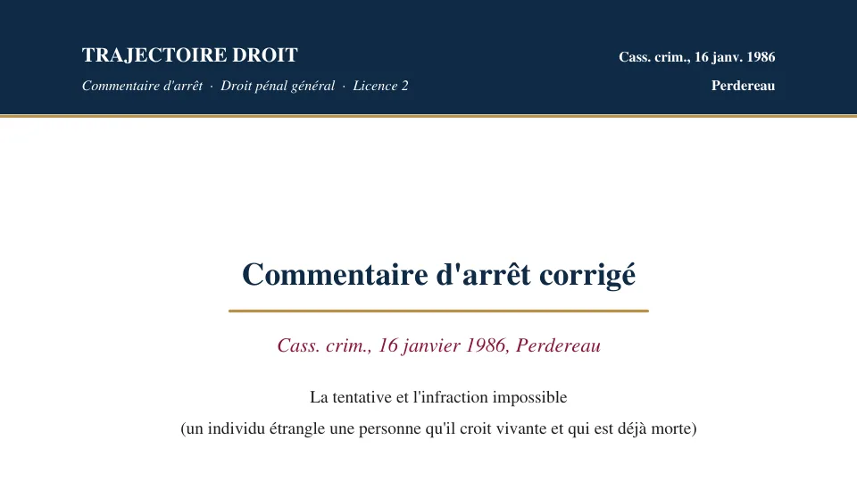 Première page du commentaire corrigé de l'arrêt Perdereau