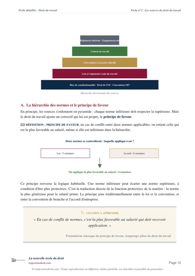Aperçu de la fiche Droit du travail L3