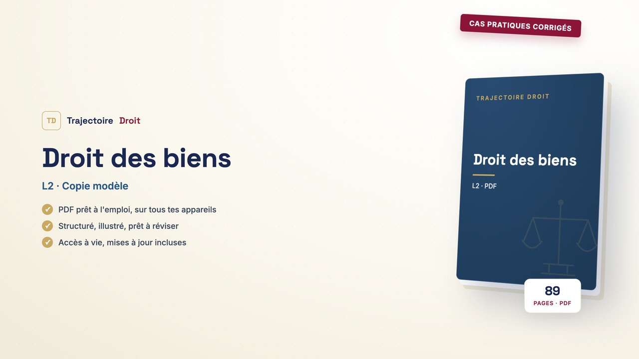 Cas pratiques corrigés Droit des biens, couverture Trajectoire Droit
