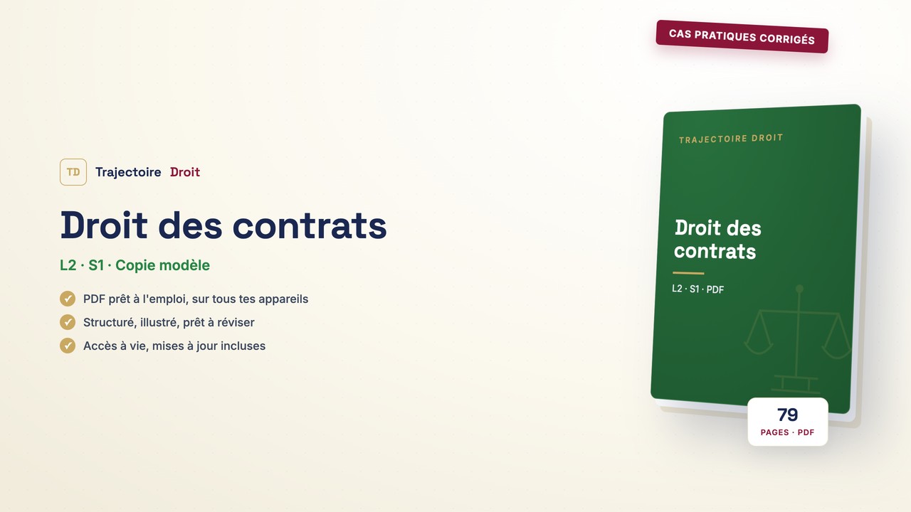 Cas pratiques corrigés Droit des contrats, couverture Trajectoire Droit