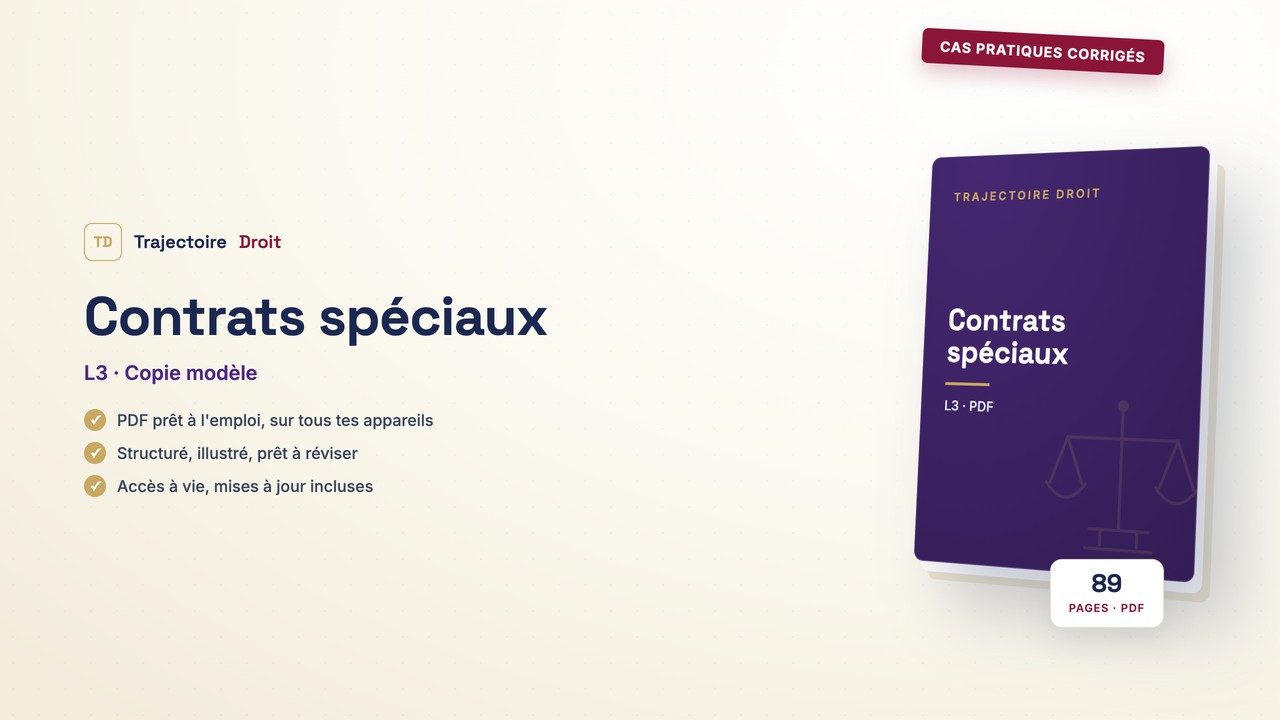 Cas pratiques corrigés Contrats spéciaux, couverture Trajectoire Droit