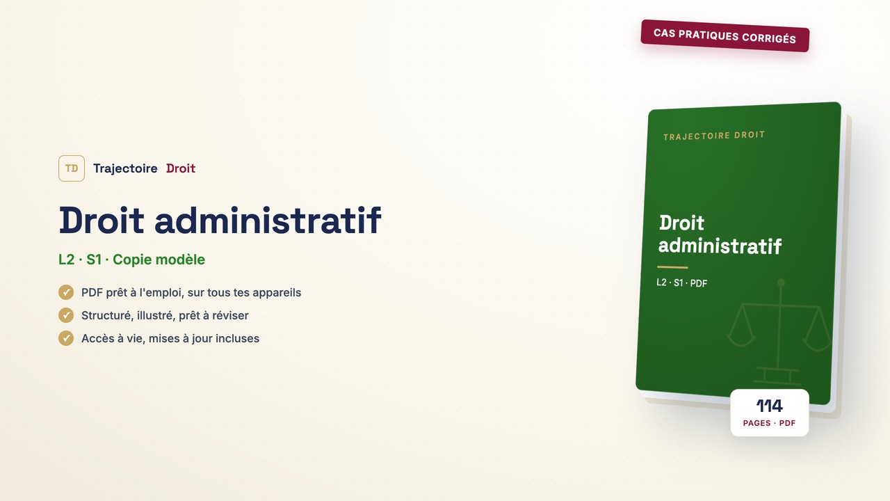 Cas pratiques corrigés Droit administratif, couverture Trajectoire Droit