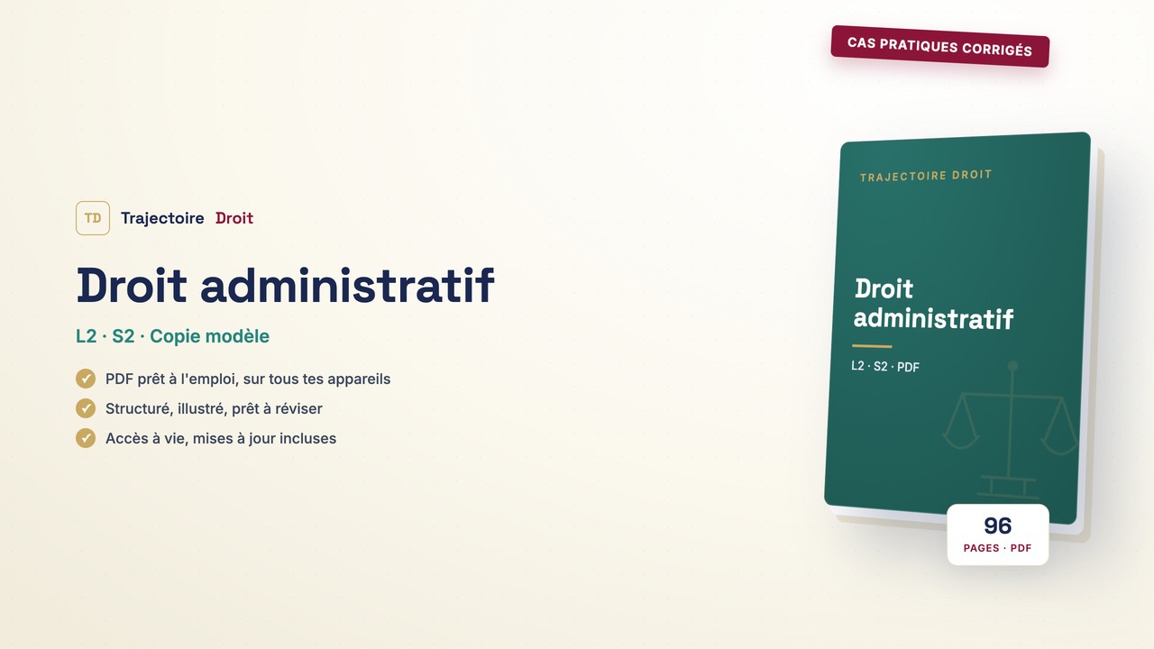 Cas pratiques corrigés Droit administratif, couverture Trajectoire Droit