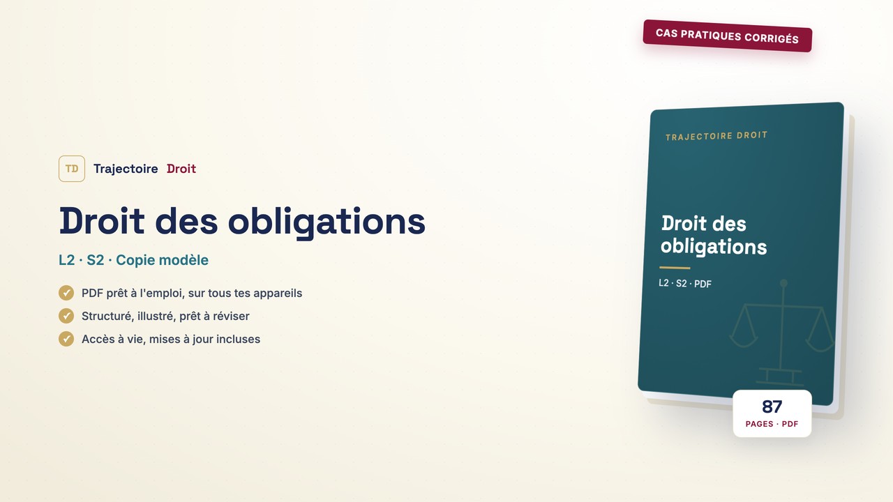 Cas pratiques corrigés Droit des obligations, couverture Trajectoire Droit