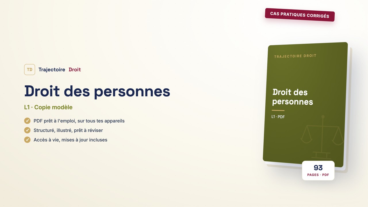 Cas pratiques corrigés Droit des personnes, couverture Trajectoire Droit