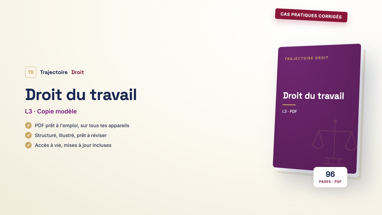 Cas pratiques corrigés Droit du travail, couverture Trajectoire Droit
