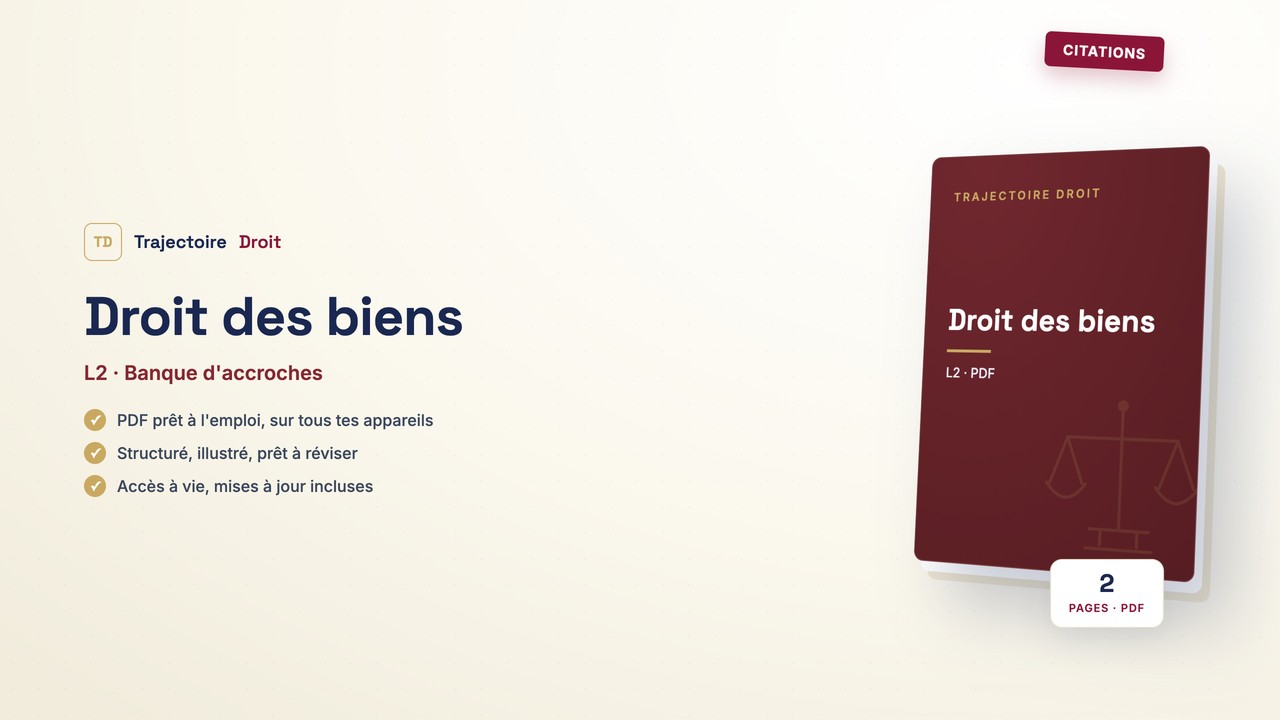 Citations Droit des biens, couverture Trajectoire Droit