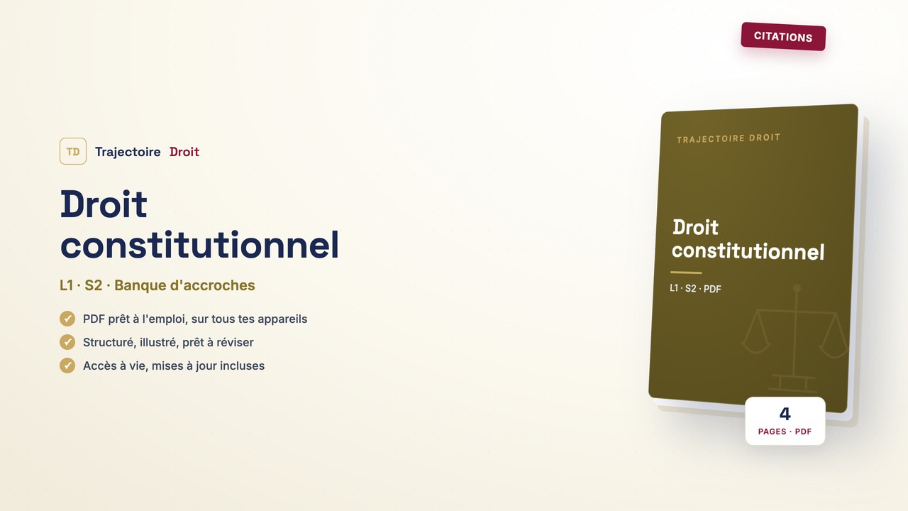 Citations Droit constitutionnel S2, couverture Trajectoire Droit