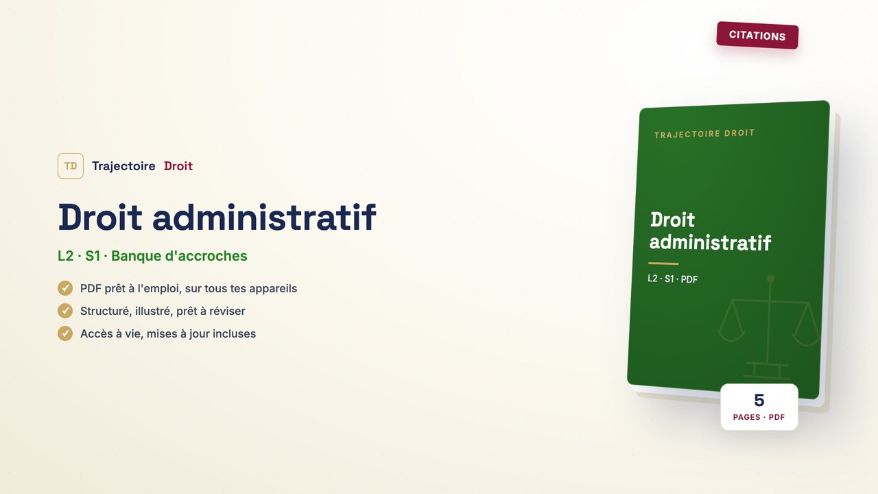 Citations Droit administratif S1, couverture Trajectoire Droit