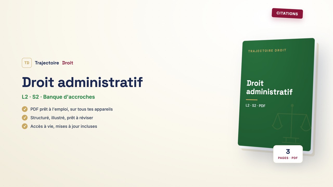 Citations Droit administratif S2, couverture Trajectoire Droit