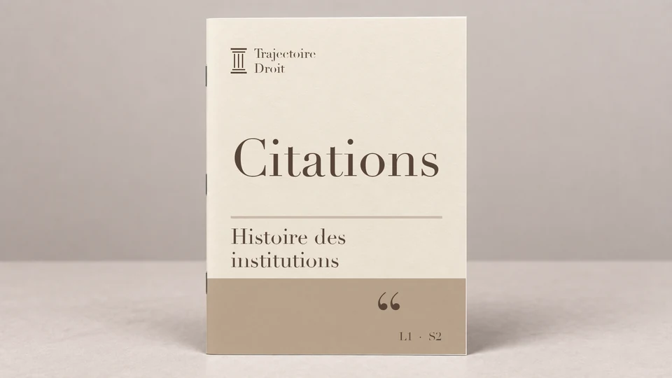 Citations Histoire des institutions, couverture Trajectoire Droit