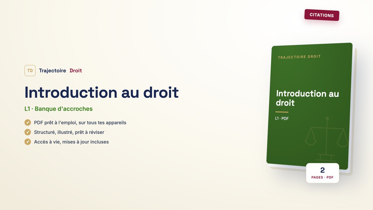 Citations Introduction au droit, couverture Trajectoire Droit
