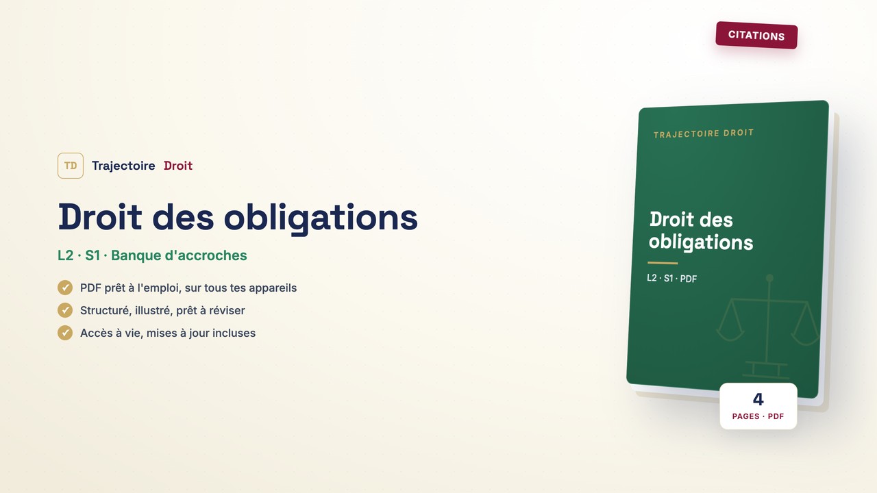 Citations Droit des obligations S1, couverture Trajectoire Droit