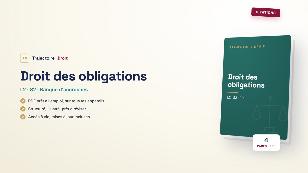 Citations Droit des obligations S2, couverture Trajectoire Droit