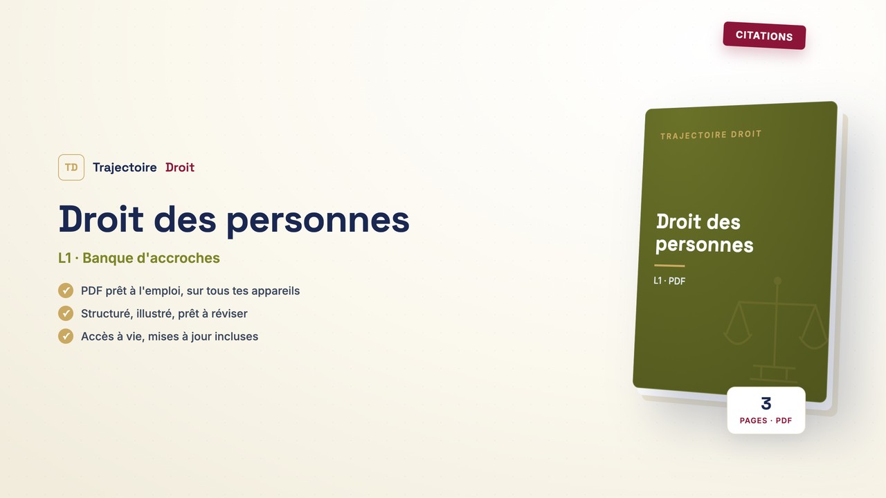 Citations Droit des personnes, couverture Trajectoire Droit