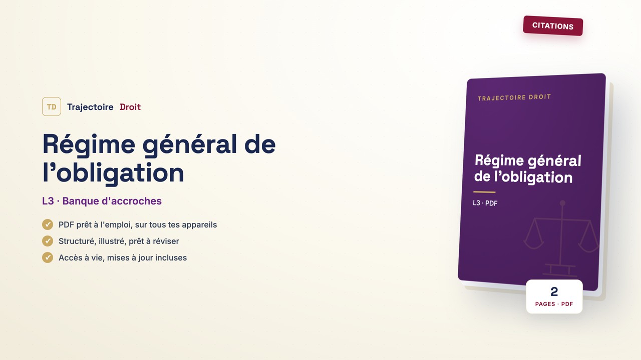 Citations Régime général de l'obligation, couverture Trajectoire Droit