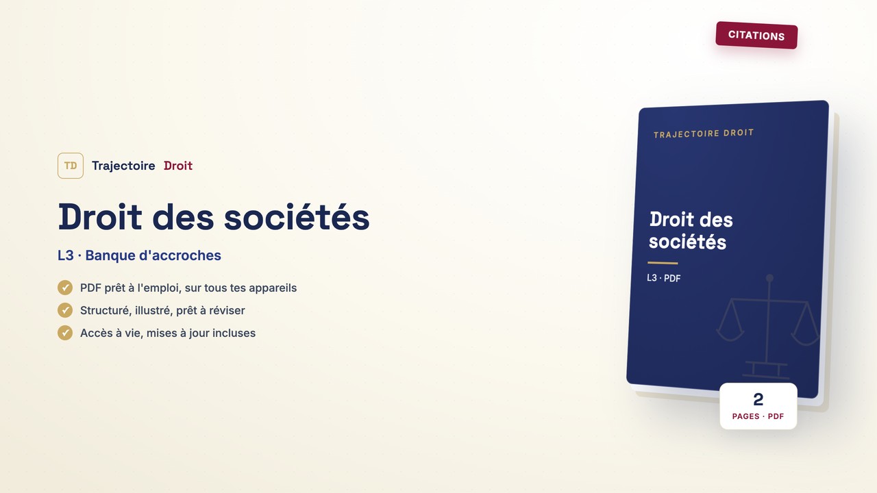 Citations Droit des sociétés, couverture Trajectoire Droit