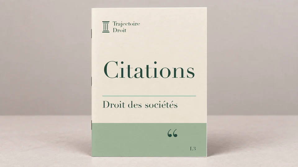Citations Droit des sociétés, couverture Trajectoire Droit