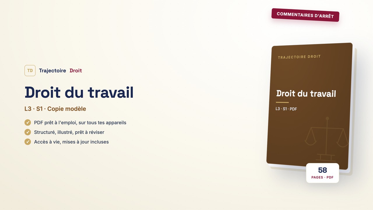 Commentaires d'arrêt Droit du travail, couverture Trajectoire Droit