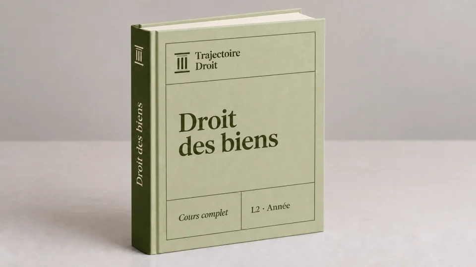 Droit des biens, cours complet, couverture Trajectoire Droit