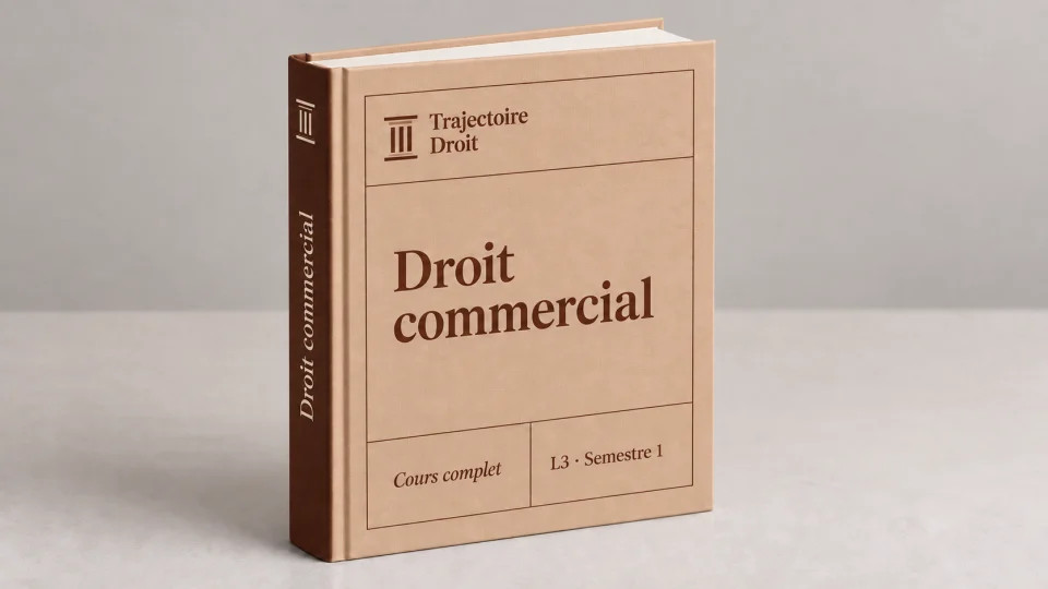 Droit commercial, cours complet, couverture Trajectoire Droit