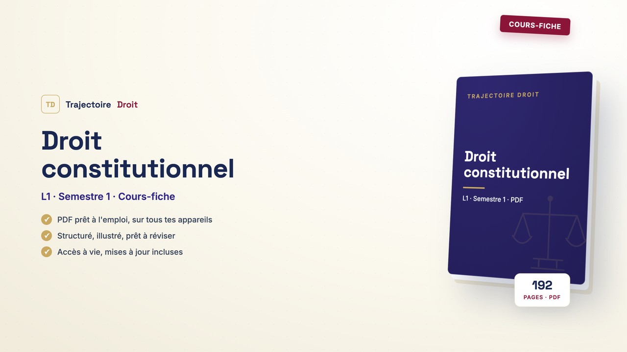 Droit constitutionnel L1 S1, cours-fiche, couverture Trajectoire Droit