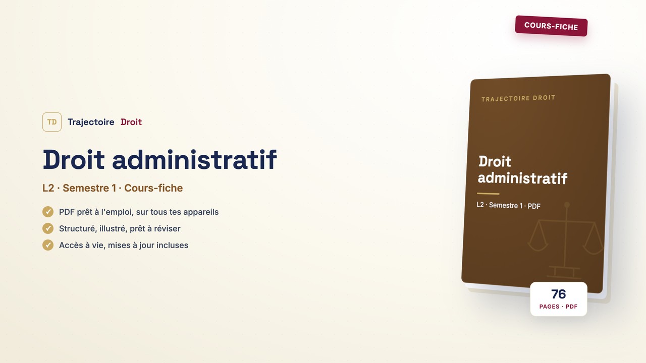 Droit administratif L2 S1, cours-fiche, couverture Trajectoire Droit