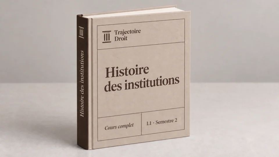 Histoire des institutions, cours complet, couverture Trajectoire Droit