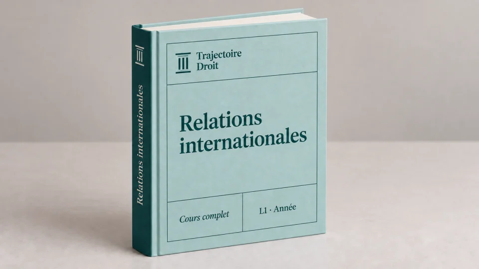 Relations internationales, cours complet, couverture Trajectoire Droit