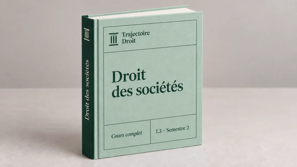Droit des sociétés semestre 2, cours complet, couverture Trajectoire Droit