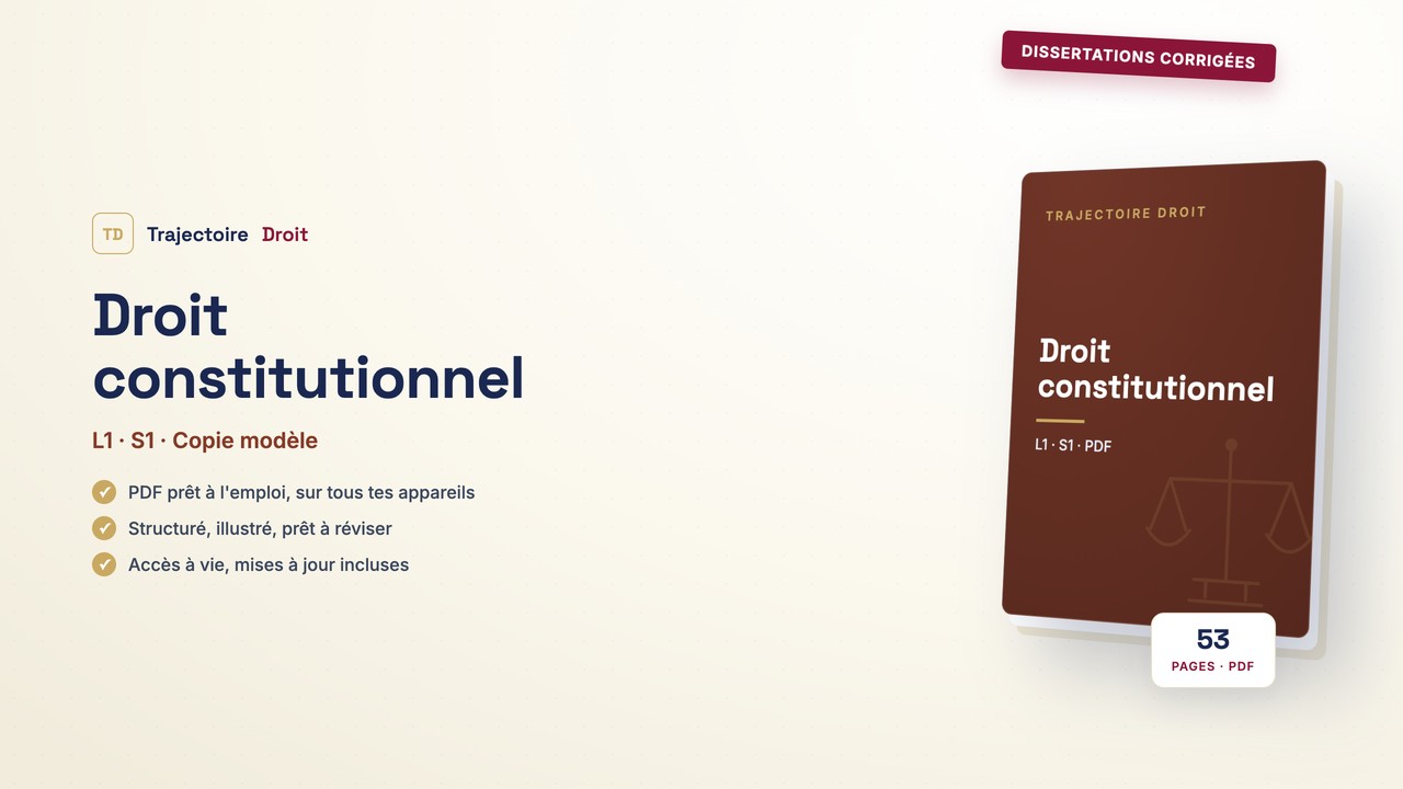 Dissertation corrigée Droit constitutionnel, couverture Trajectoire Droit