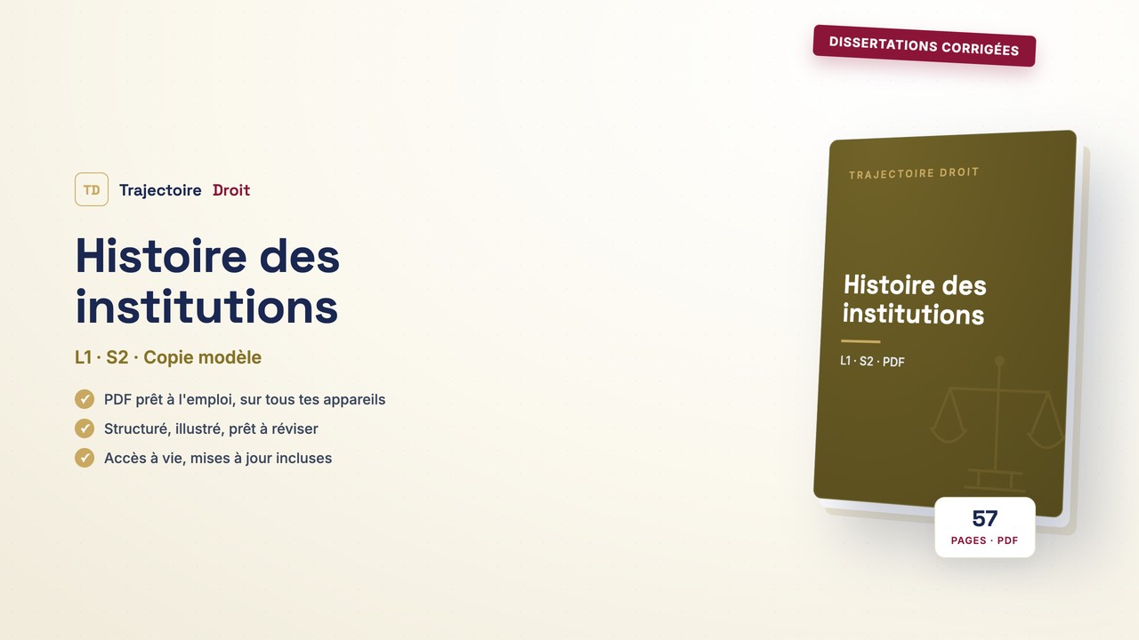Dissertation corrigée Histoire des institutions, couverture Trajectoire Droit