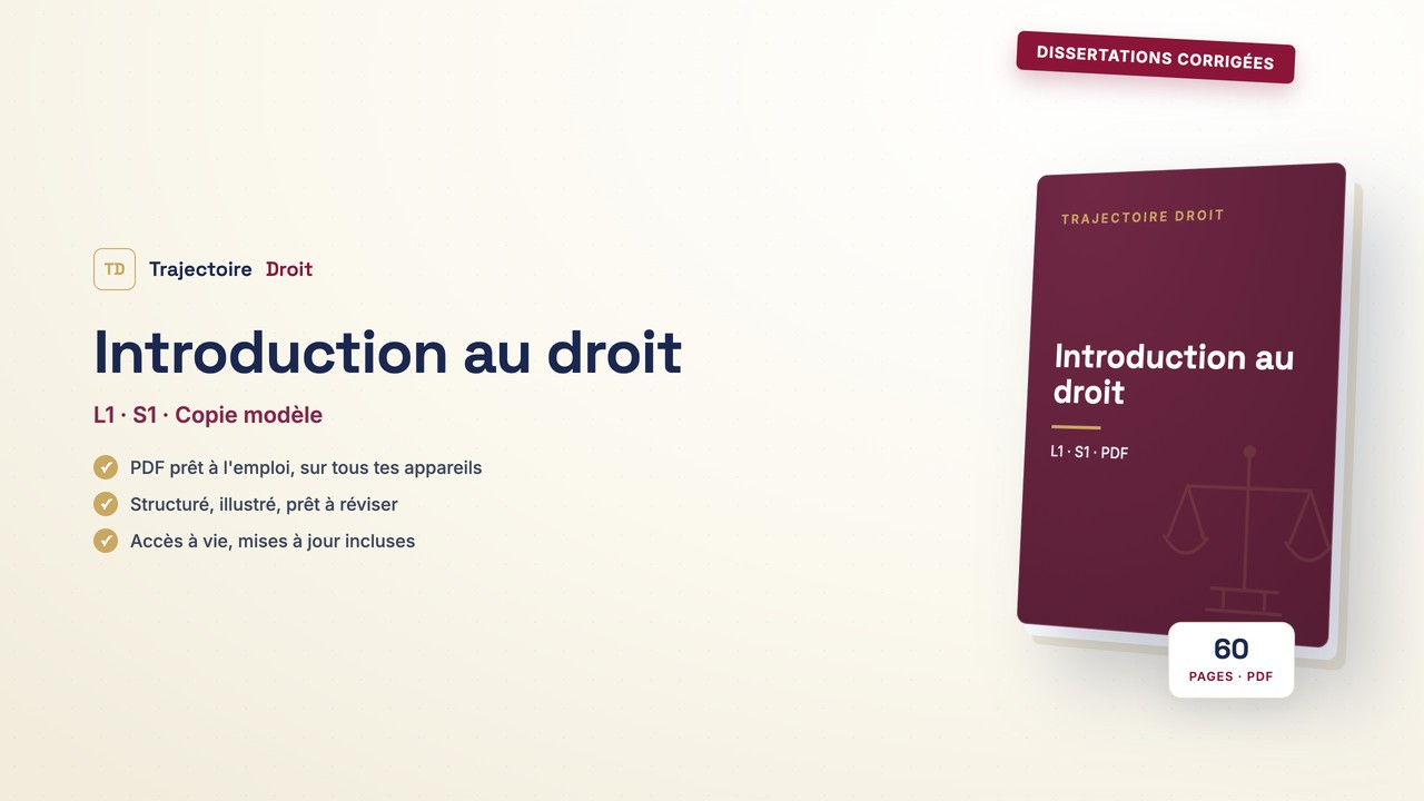Dissertation corrigée Introduction au droit, couverture Trajectoire Droit