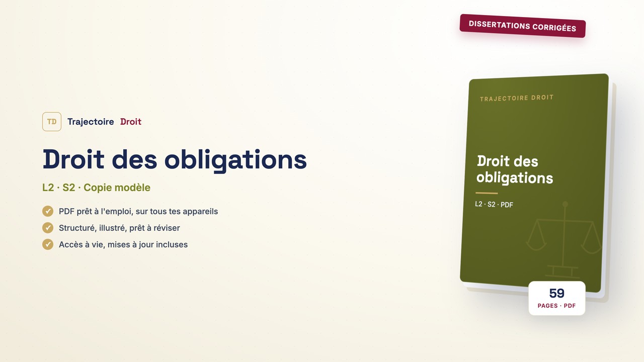 Dissertation corrigée Droit des obligations, couverture Trajectoire Droit