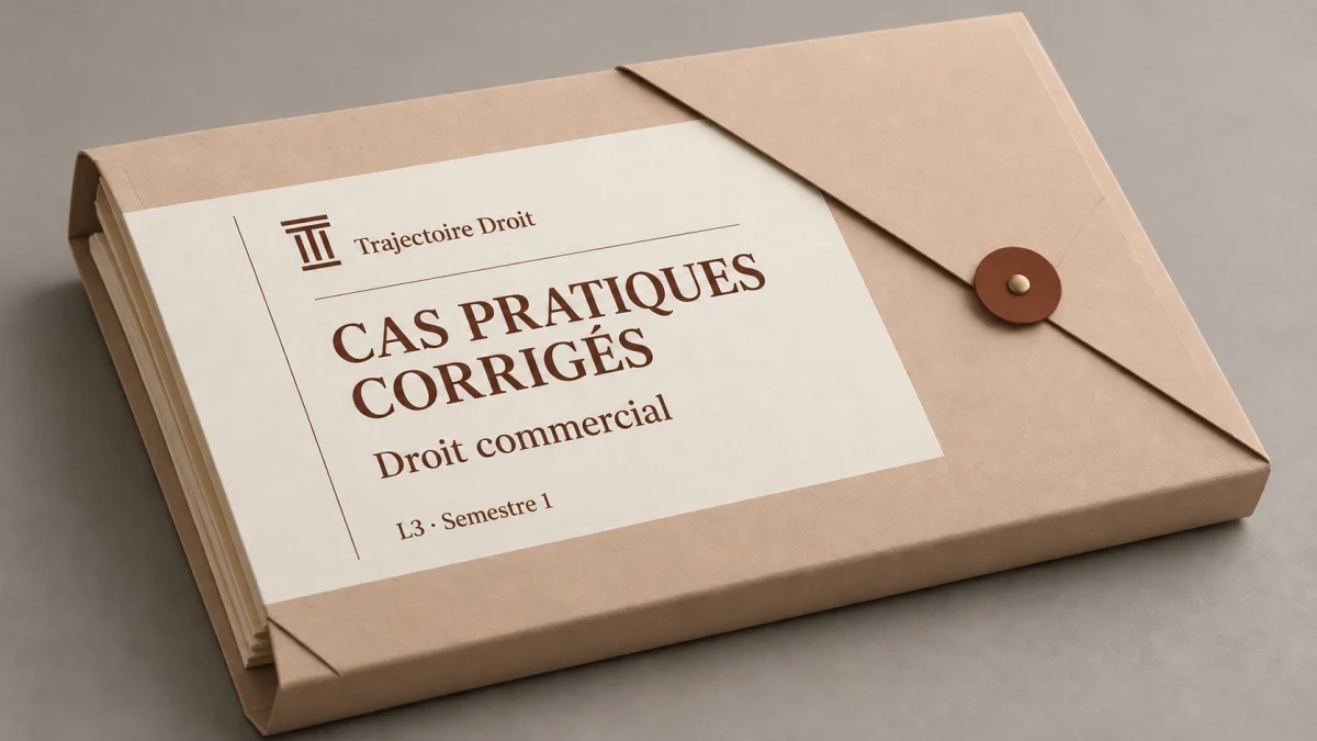 Cas pratiques corrigés Droit commercial, couverture Trajectoire Droit