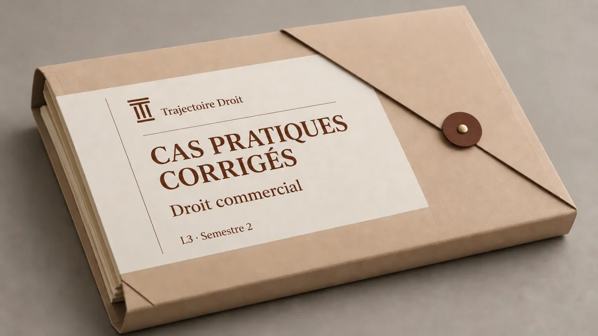 Cas pratiques corrigés Droit commercial, couverture Trajectoire Droit