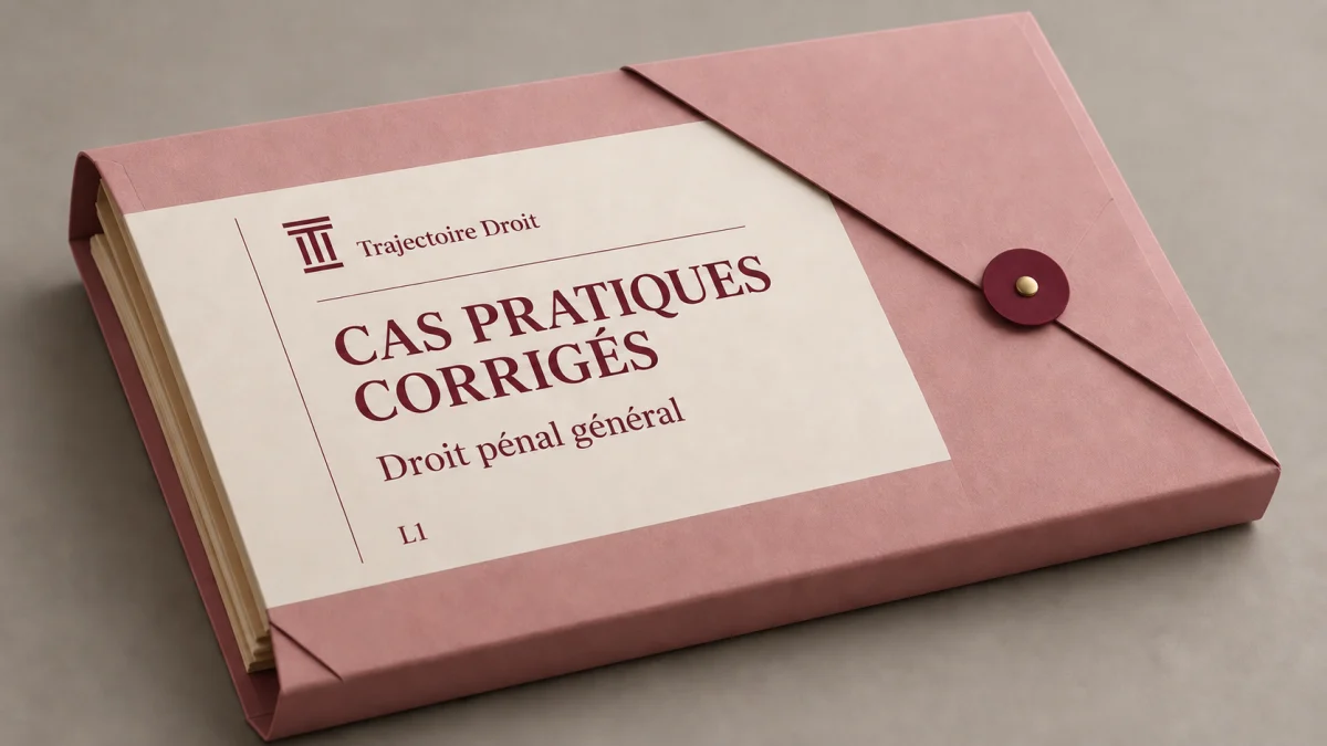Cas pratiques corrigés Droit pénal général, couverture Trajectoire Droit