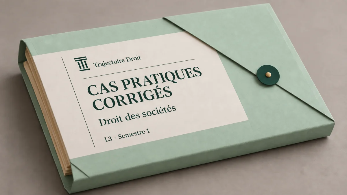 Cas pratiques corrigés Droit des sociétés semestre 1, couverture Trajectoire Droit