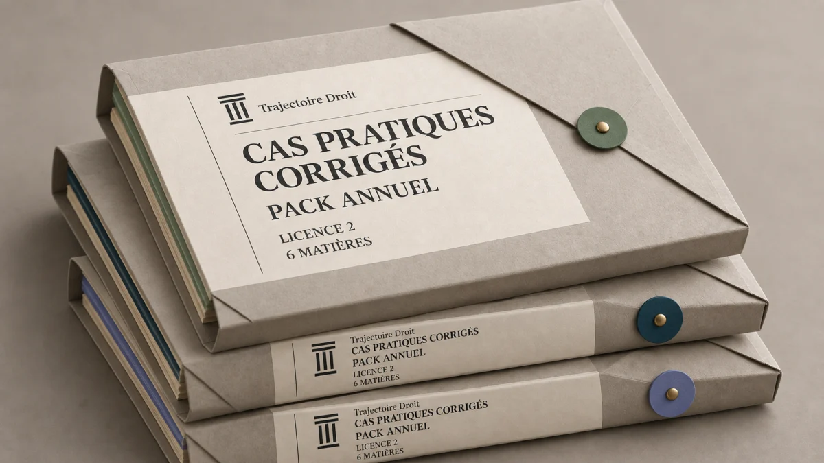 Pack annuel de cas pratiques corrigés L2, couverture Trajectoire Droit