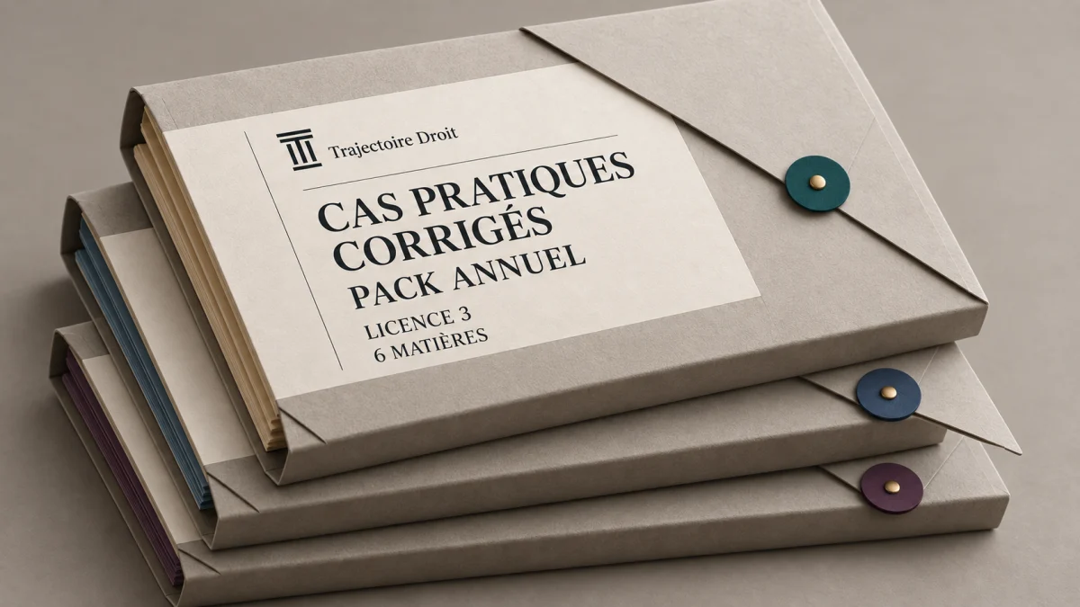 Pack annuel de cas pratiques corrigés L3, couverture Trajectoire Droit