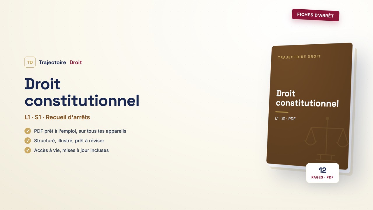 Fiches d'arrêt Droit constitutionnel S1, couverture Trajectoire Droit
