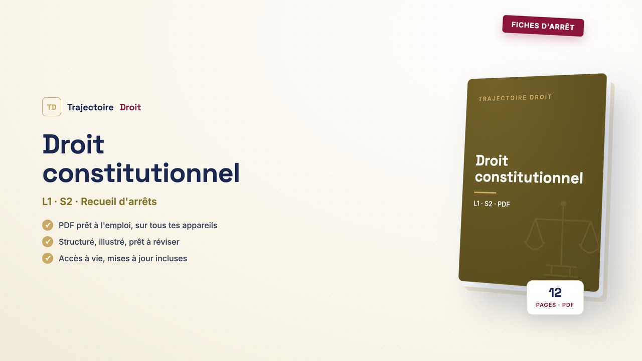 Fiches d'arrêt Droit constitutionnel S2, couverture Trajectoire Droit
