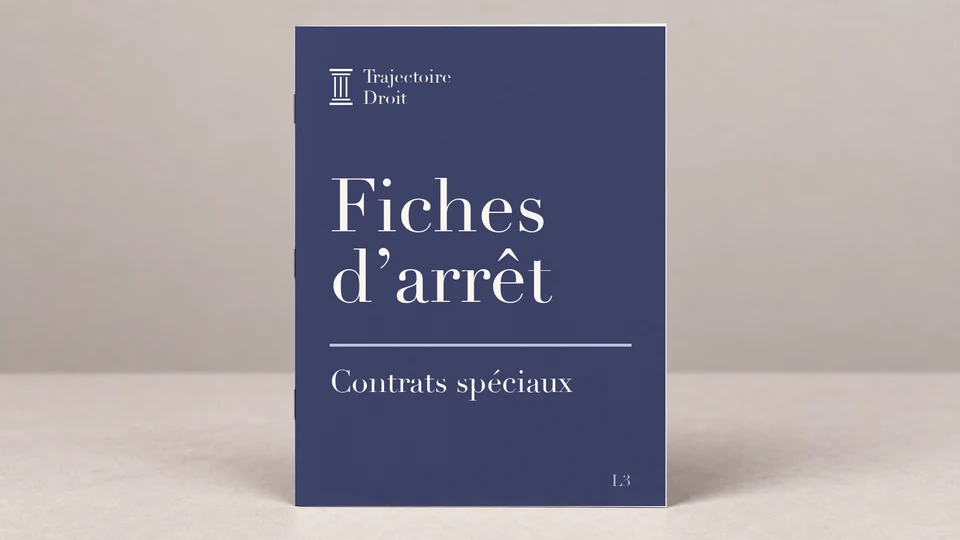Fiches d'arrêt Contrats spéciaux, couverture Trajectoire Droit