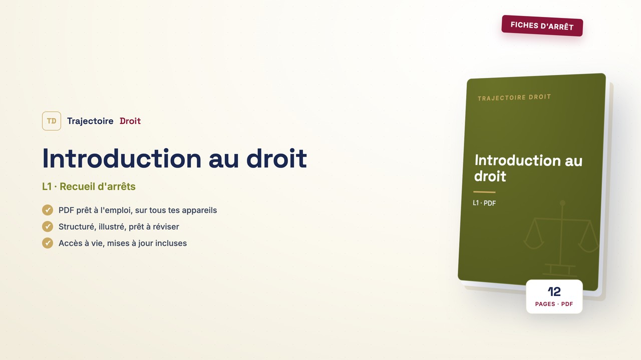 Fiches d'arrêt Introduction au droit, couverture Trajectoire Droit