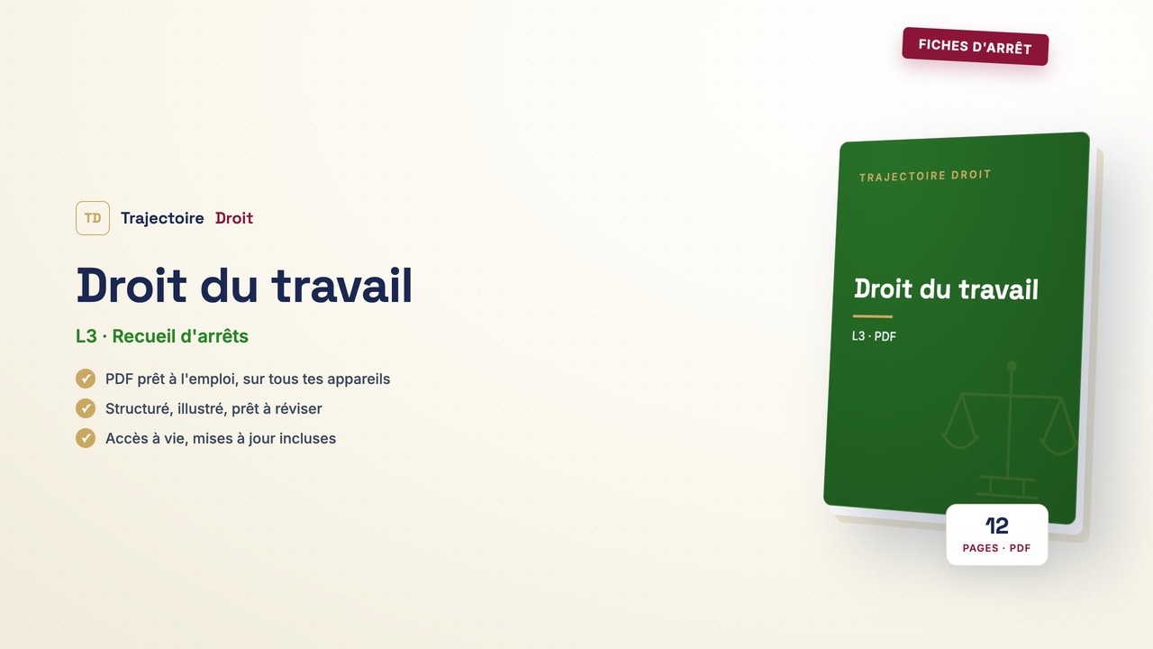 Fiches d'arrêt Droit du travail, couverture Trajectoire Droit
