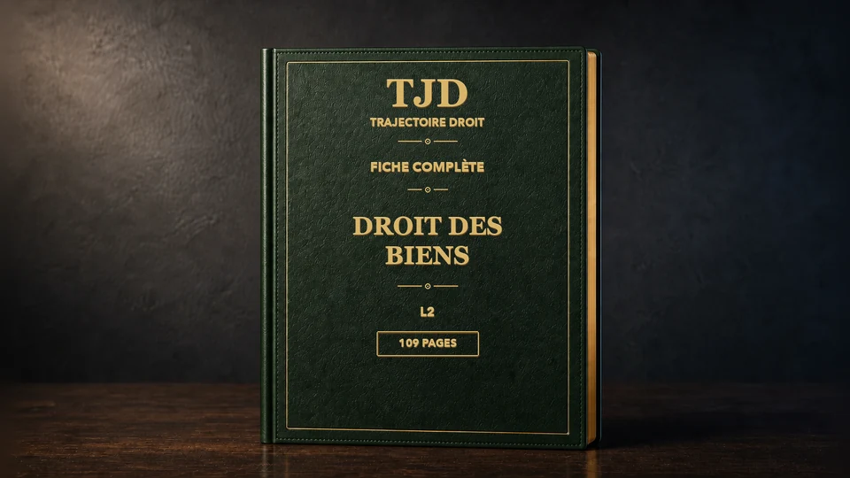 Droit des biens , fiche complète, couverture Trajectoire Droit