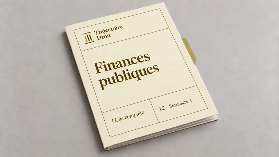 Finances publiques L2 S1, fiche complète, couverture Trajectoire Droit