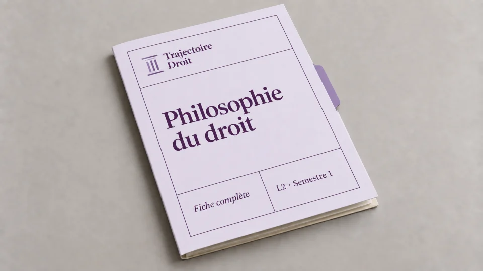 Philosophie du droit L2 S1, fiche complète, couverture Trajectoire Droit