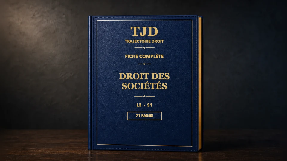 Droit des sociétés , fiche complète, couverture Trajectoire Droit