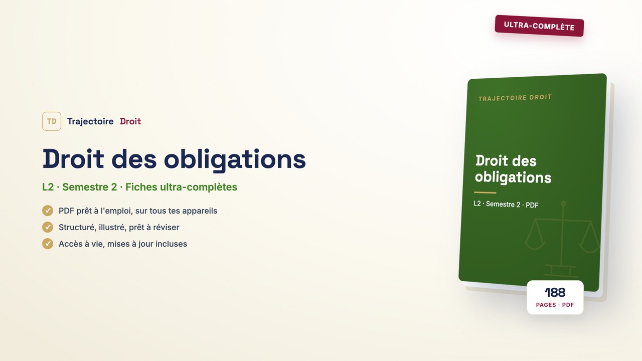 Droit des obligations, fiche ultra-complète, couverture Trajectoire Droit